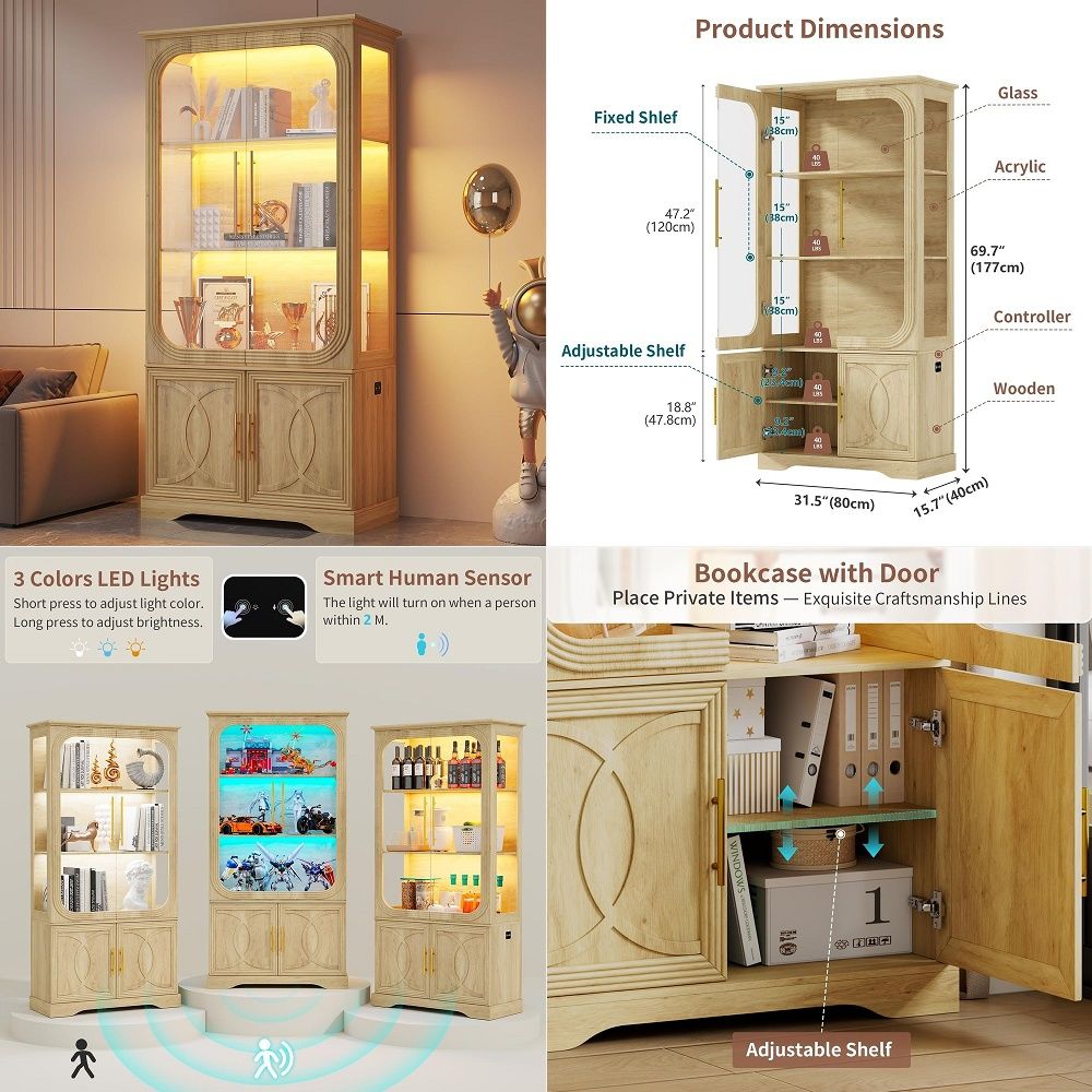 Storage - Display Cabinet with Glass Doors and