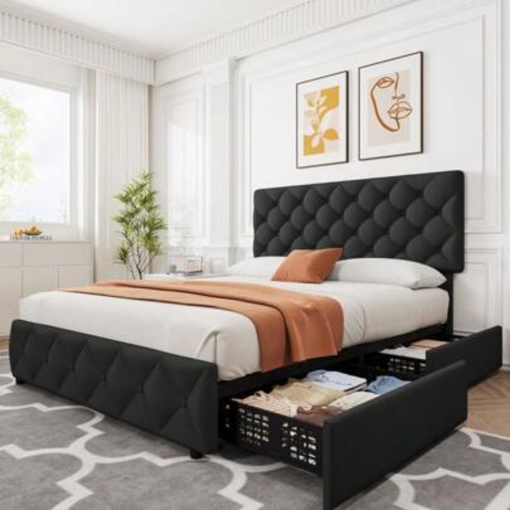 King Size Bed Frame With Storage Drawers - Full Queen King Size Bed Frame