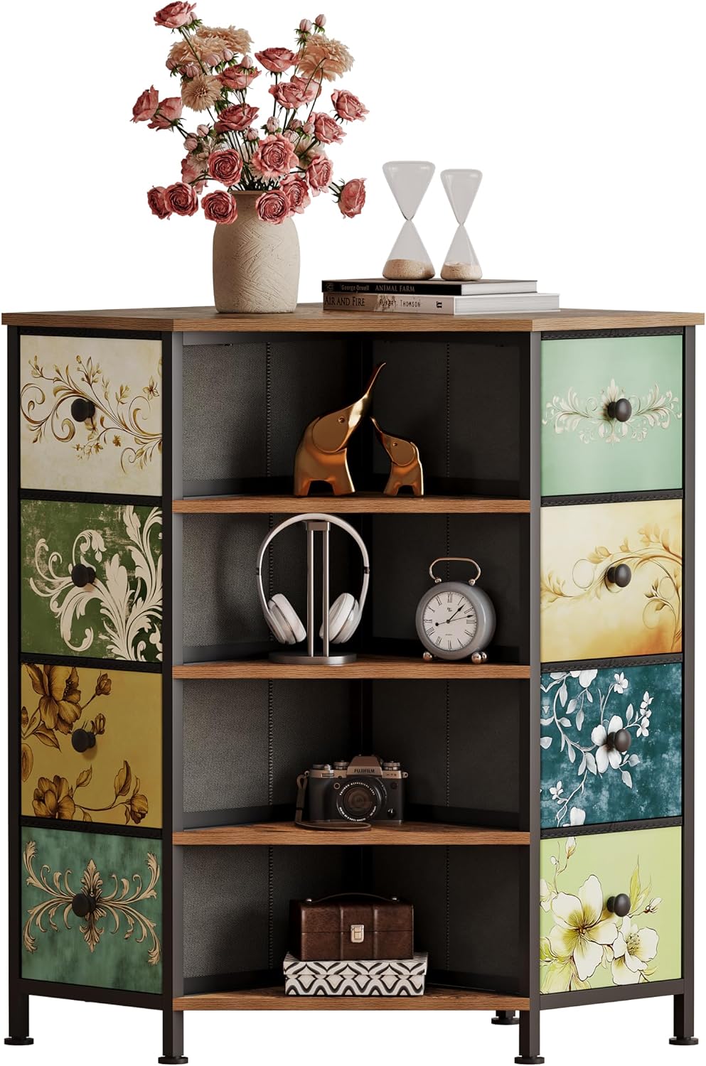 Bedroom Furniture - 8 Drawer Corner Dresser With Fabric