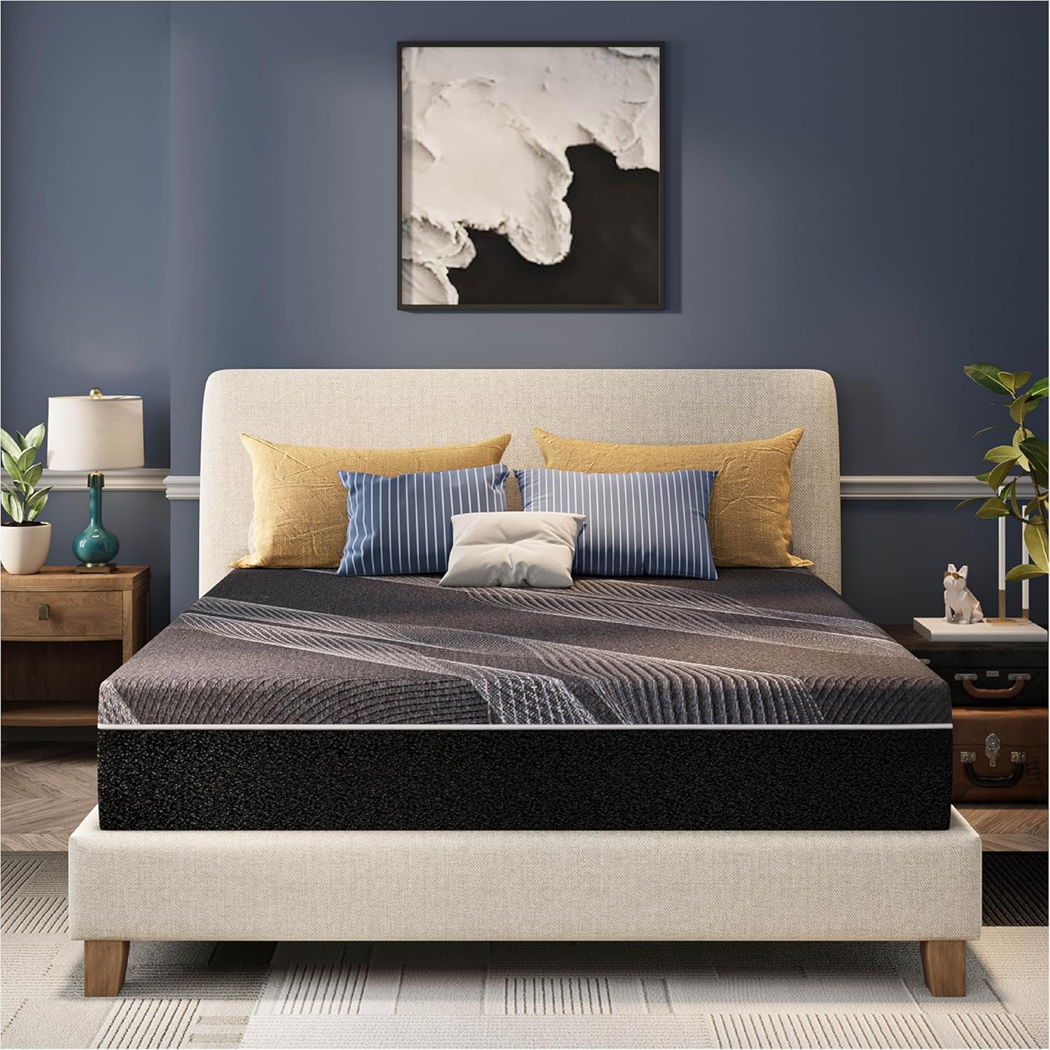 Memory Foam Mattress In A Box Queen - 12 Inch Queen Mattress, Bamboo-Charcoal Memory