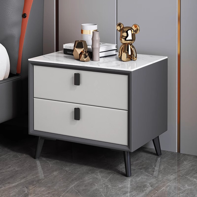 Solid Wood Nightstand 2 Drawers - Nordic Style Solid Wood Bedside Table