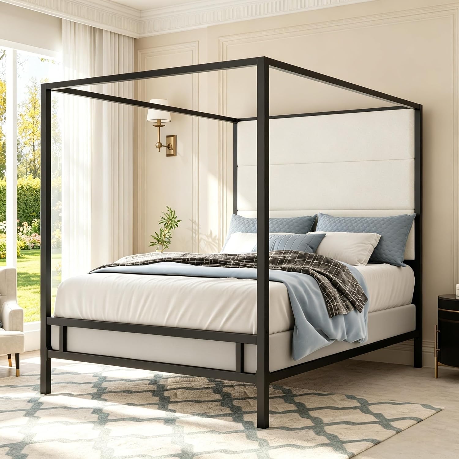 Canopy Bed Frame Metal Queen - Queen Canopy Bed Tall Velvet Upholstered