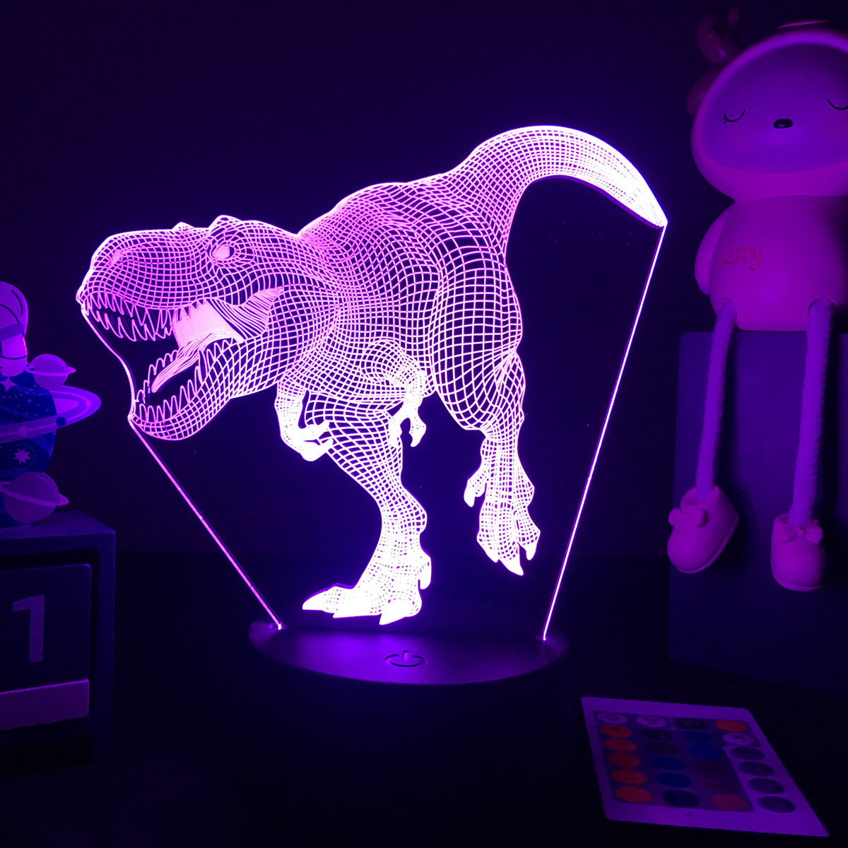 Floating Nightstand With Led Light - 3D LED Dinosaur Nightlight For Kids