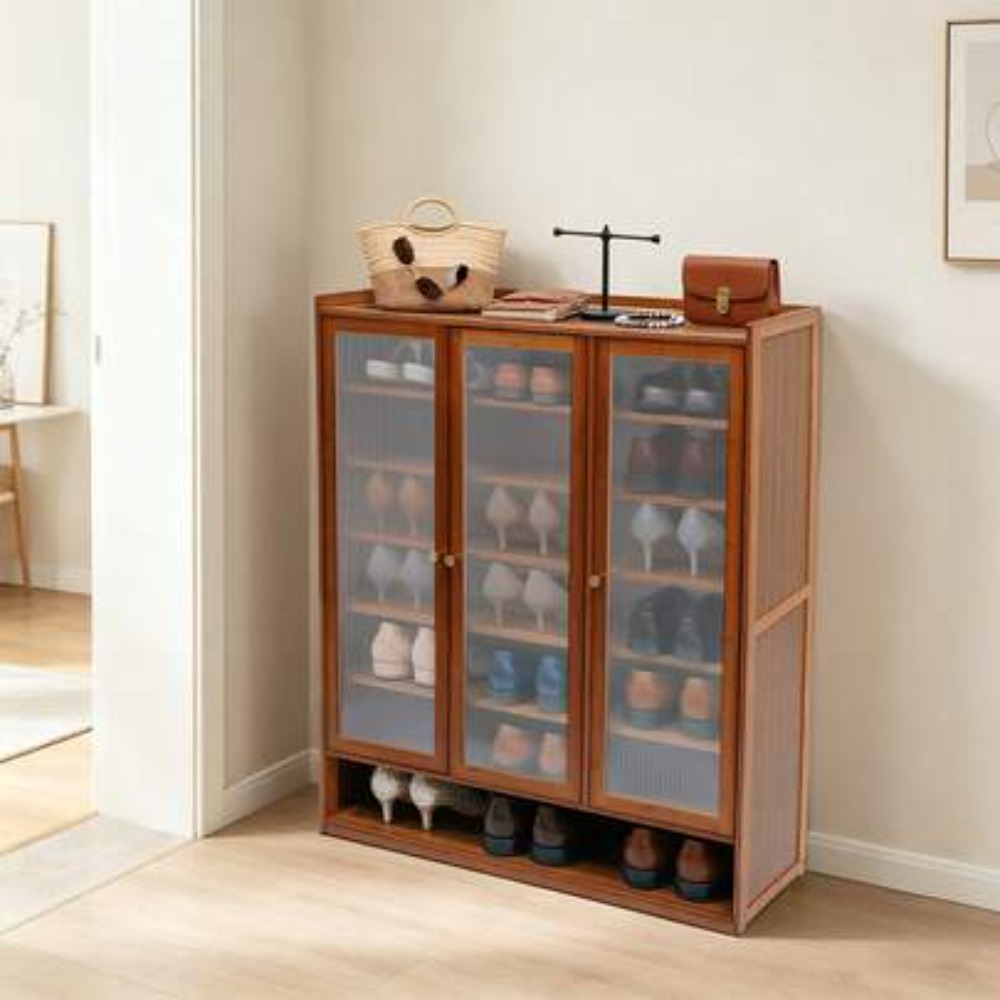 Shoe Rack Cabinet Narrow Entryway - Shoe Cabinet 8 Tier 3 Door