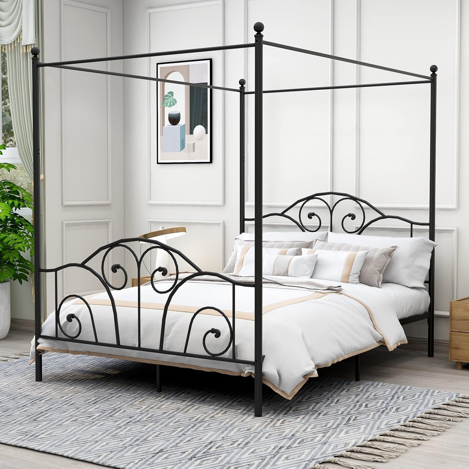Queen Size Metal Canopy Bed Fr - đánh giá và giá Canopy Bed Frame Metal Queen