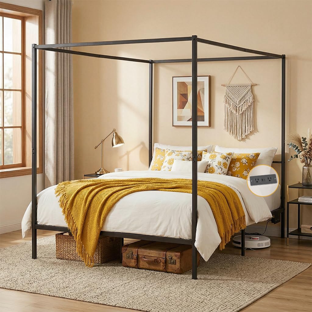 Canopy Bed Frame Queen Metal w - đánh giá và giá Canopy Bed Frame Metal Queen