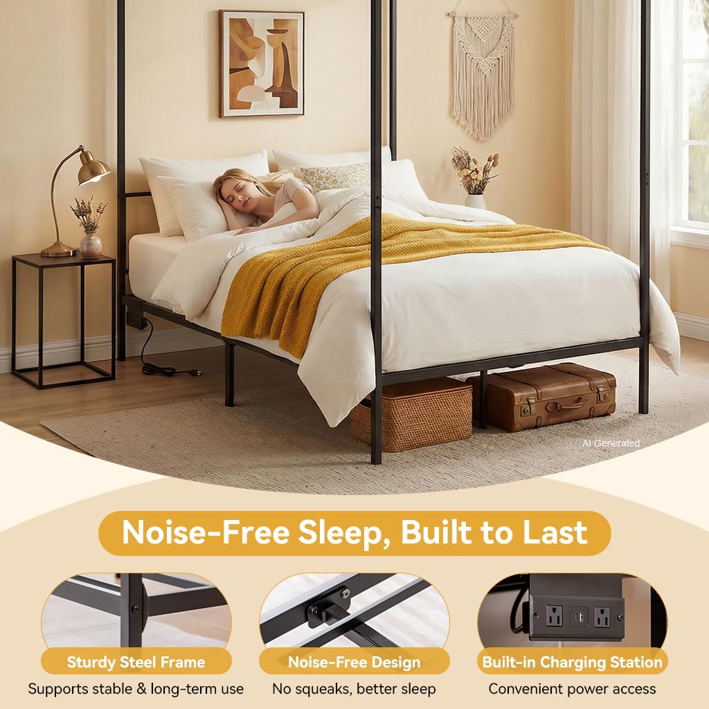 Canopy Bed Frame Queen Metal w - đánh giá và giá Canopy Bed Frame Metal Queen