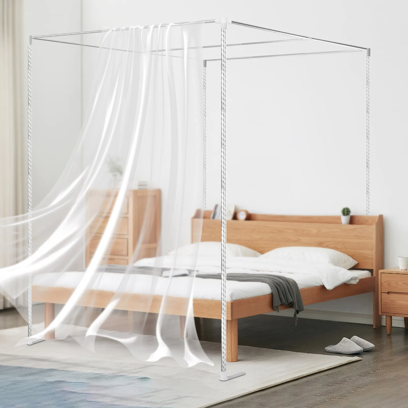 4 Corner Bedding Canopy Frame  - đánh giá và giá Canopy Bed Frame Metal Queen
