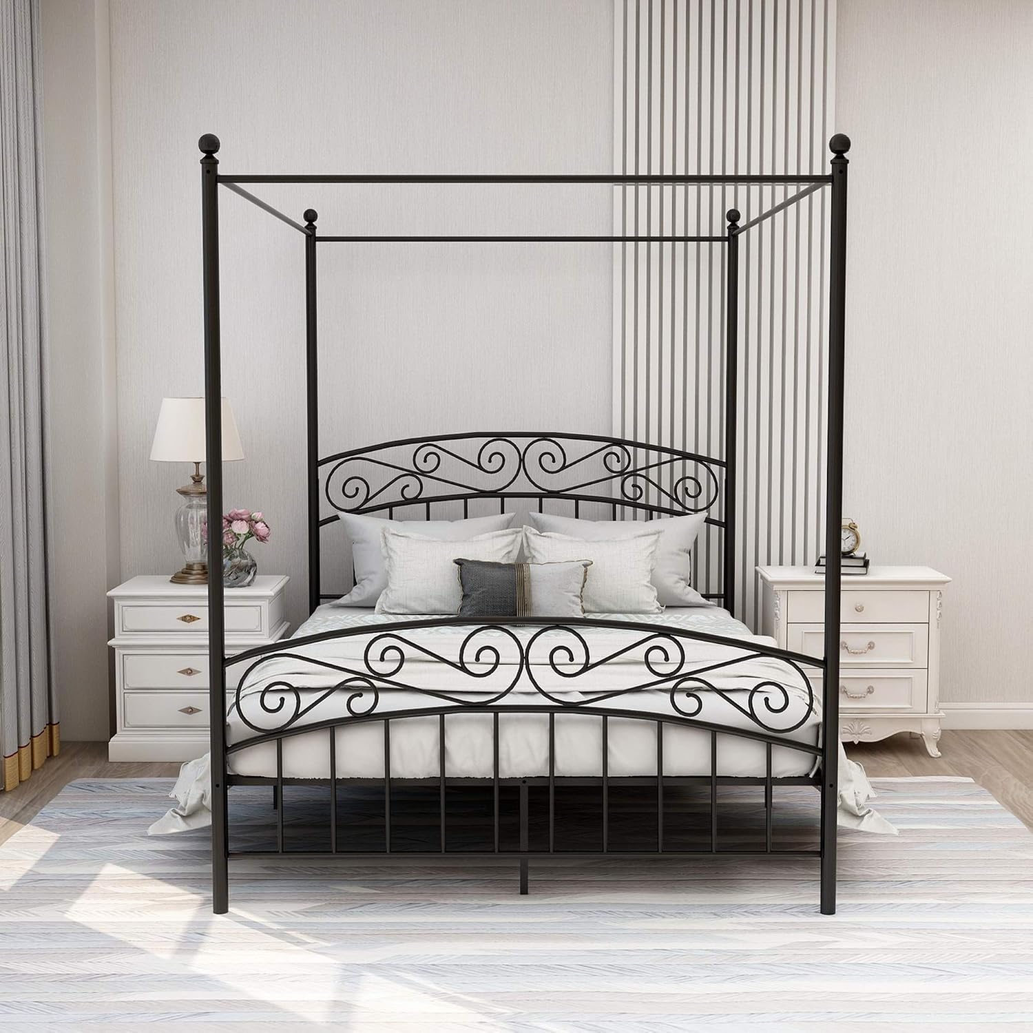 Queen Size Metal Canopy Bed Fr - đánh giá và giá Canopy Bed Frame Metal Queen