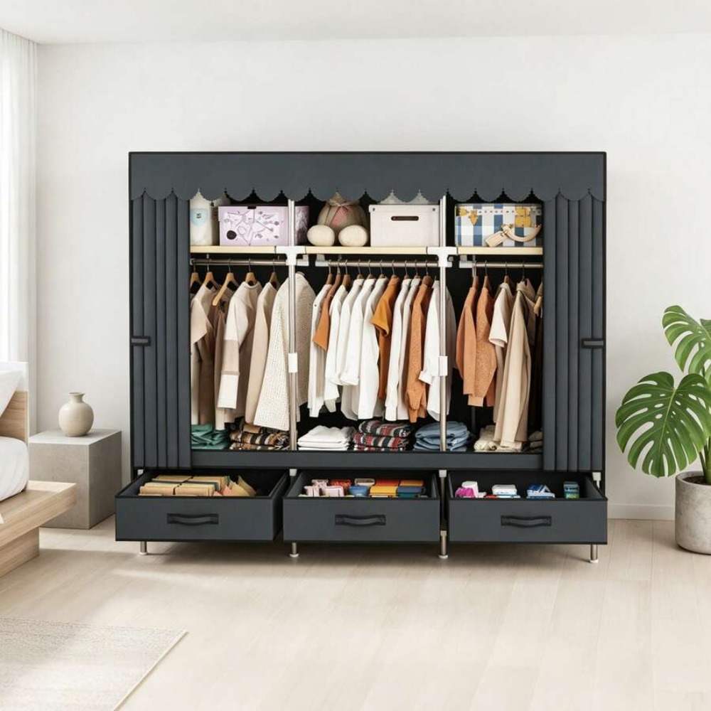 Portable Wardrobe Closet with  - đánh giá và giá Wardrobe Closet Portable Fabric Cover