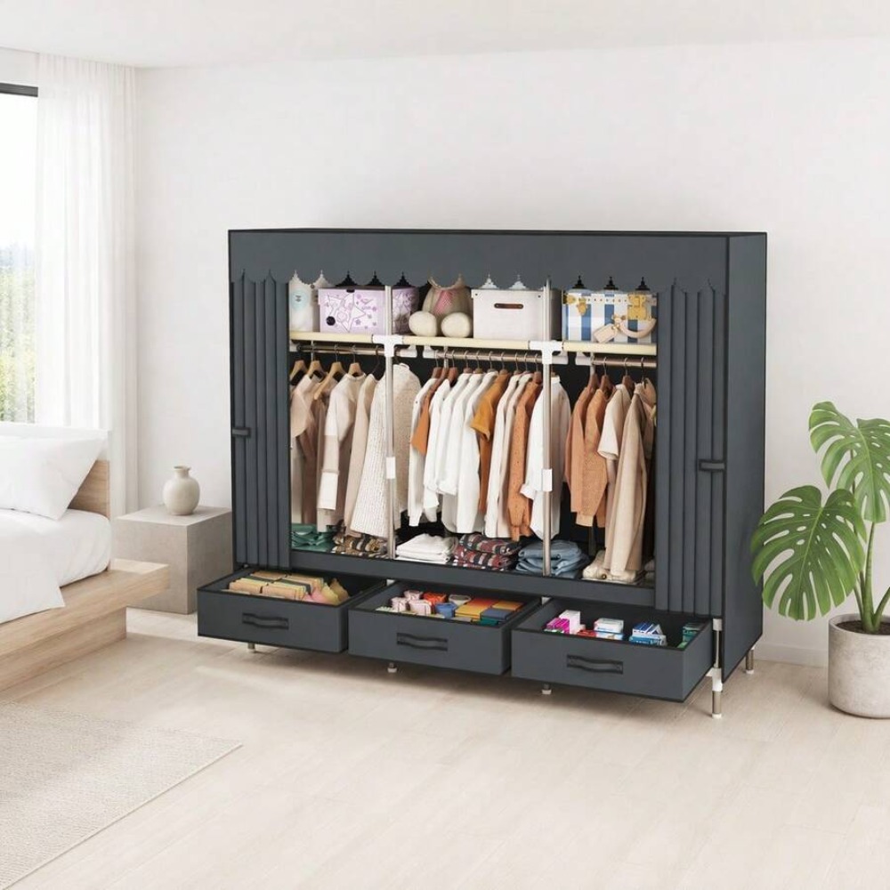 Portable Wardrobe Closet with  - đánh giá và giá Wardrobe Closet Portable Fabric Cover