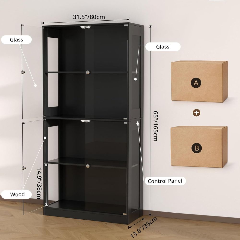 65 Glass Door Display Cabinet, - đánh giá và giá Storage