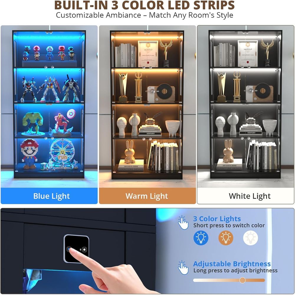65 Glass Door Display Cabinet, - đánh giá và giá Storage