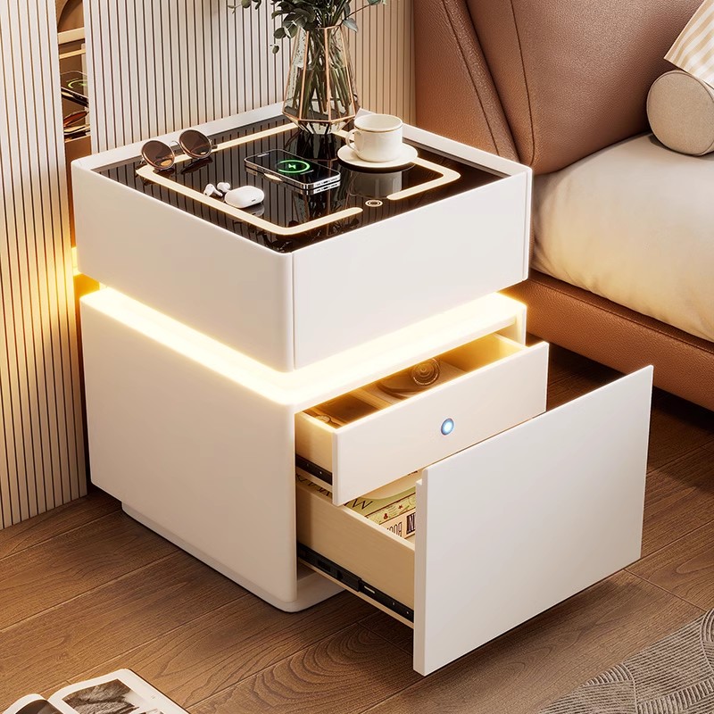 Intelligent Bedside Table with - đánh giá và giá Solid Wood Nightstand 2 Drawers