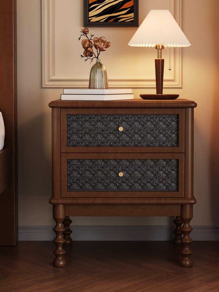 Vintage Nightstands Printed Gl - đánh giá và giá Solid Wood Nightstand 2 Drawers