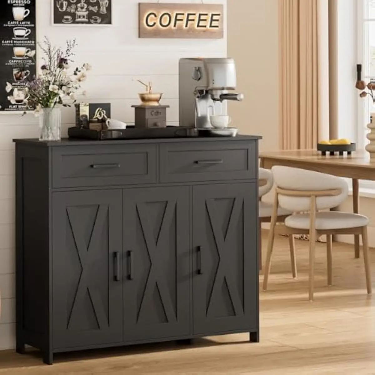Coffee Bar Storage Cabinet wit - đánh giá và giá Storage