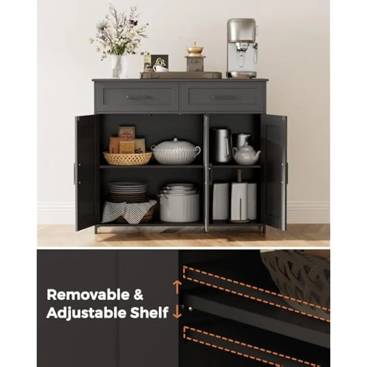 Coffee Bar Storage Cabinet wit - đánh giá và giá Storage