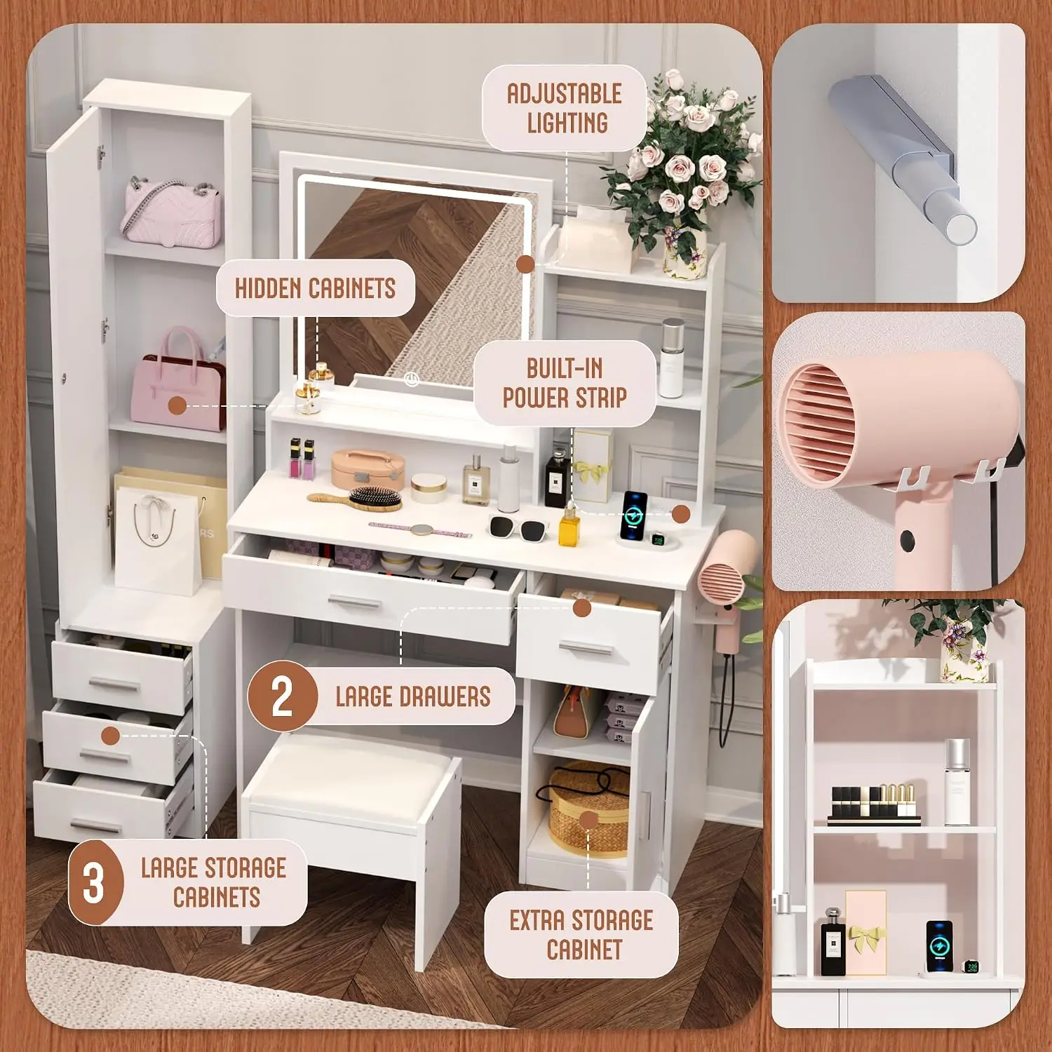 INTERGREAT Makeup Vanity with  - đánh giá và giá Dressing Table Vanity With Lighted Mirror
