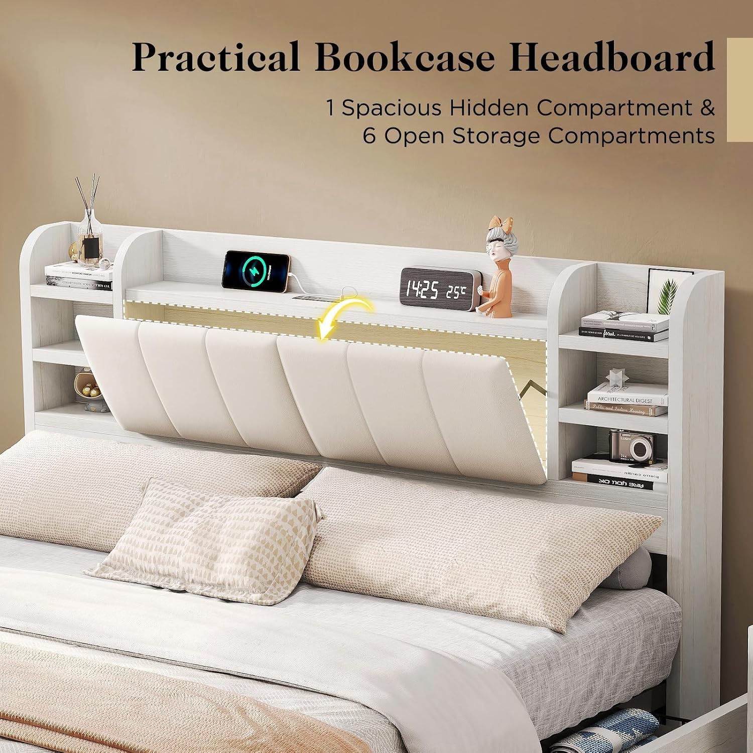 King Size Upholstered Platform - đánh giá và giá King Size Bed Frame With Storage Drawers
