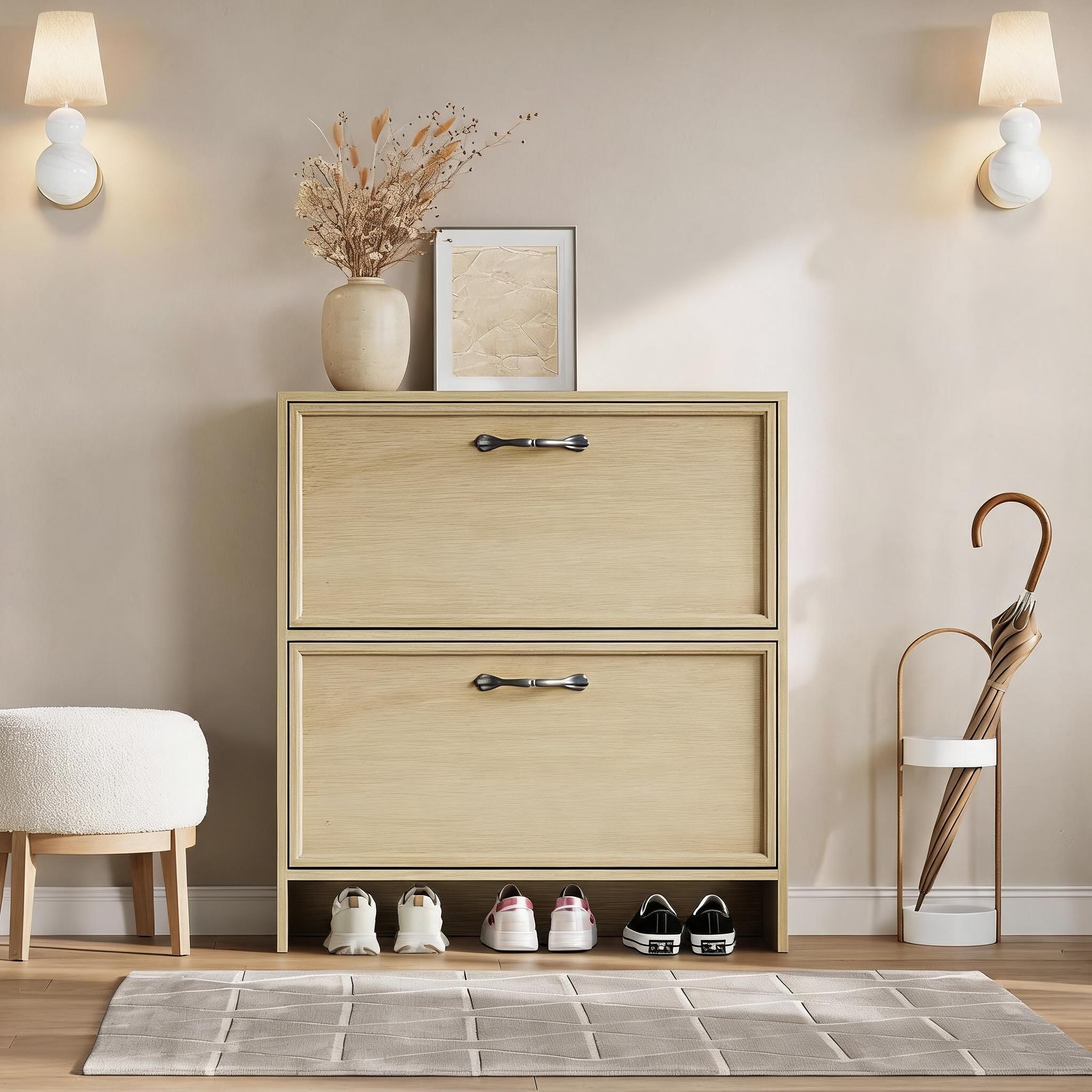 2 Flip Drawer Shoe Cabinet Wit - đánh giá và giá Shoe Rack Cabinet Narrow Entryway