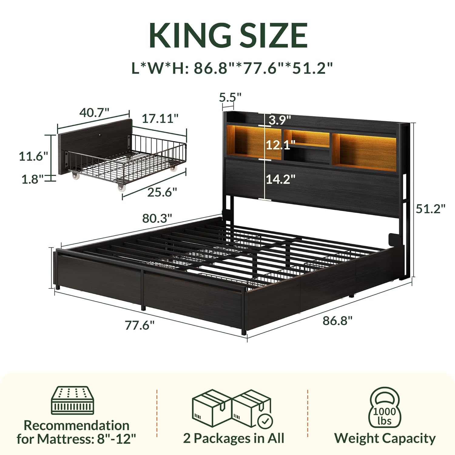 King Size Bed Frame with 6 Sto - đánh giá và giá King Size Bed Frame With Storage Drawers