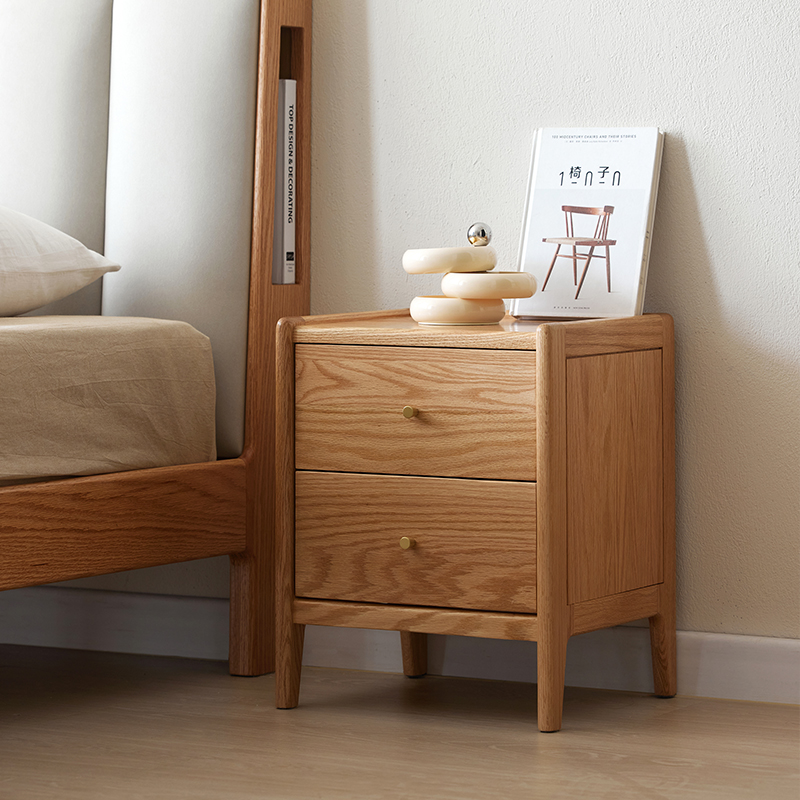 Solid Oak Wood Bedroom Furnitu - đánh giá và giá Solid Wood Nightstand 2 Drawers