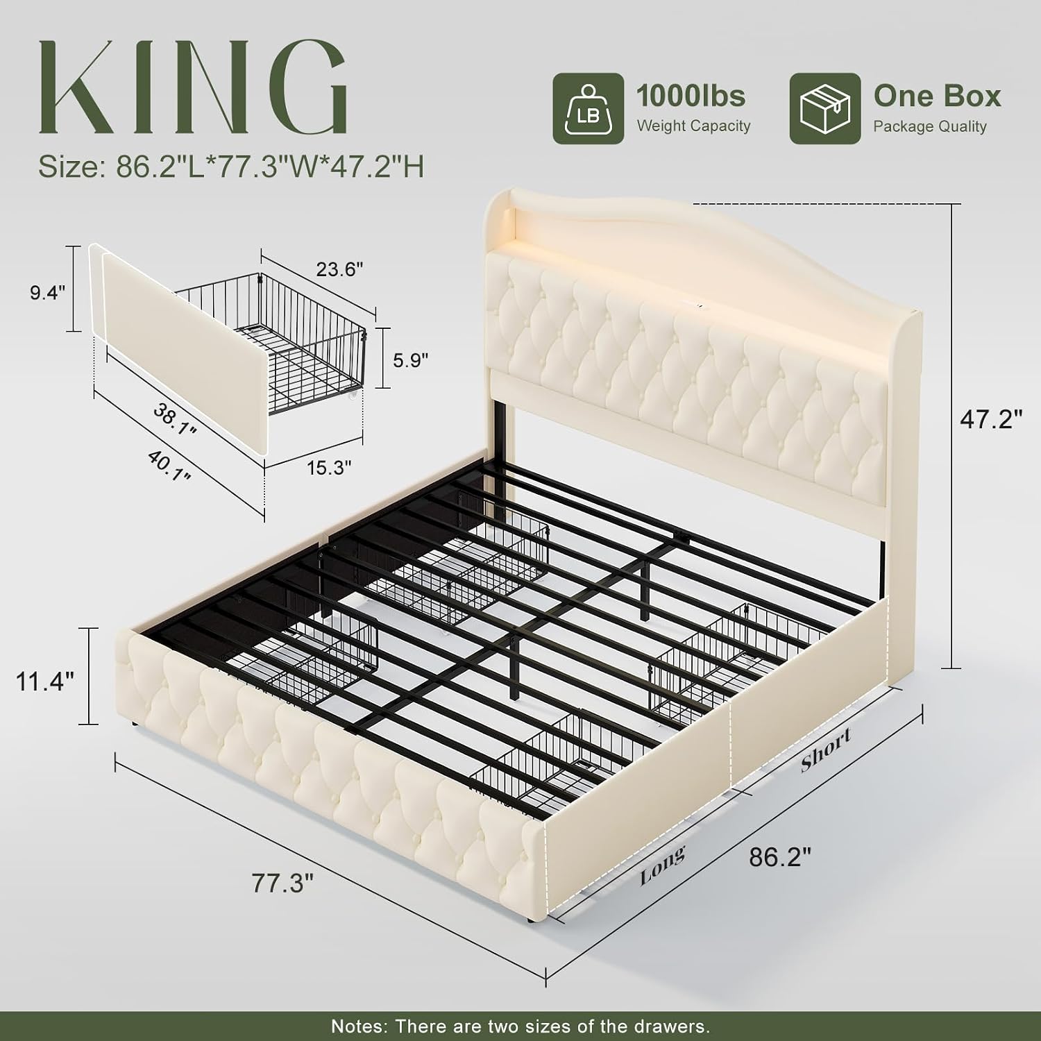 King Size Platform Bed Frame W - đánh giá và giá King Size Bed Frame With Storage Drawers