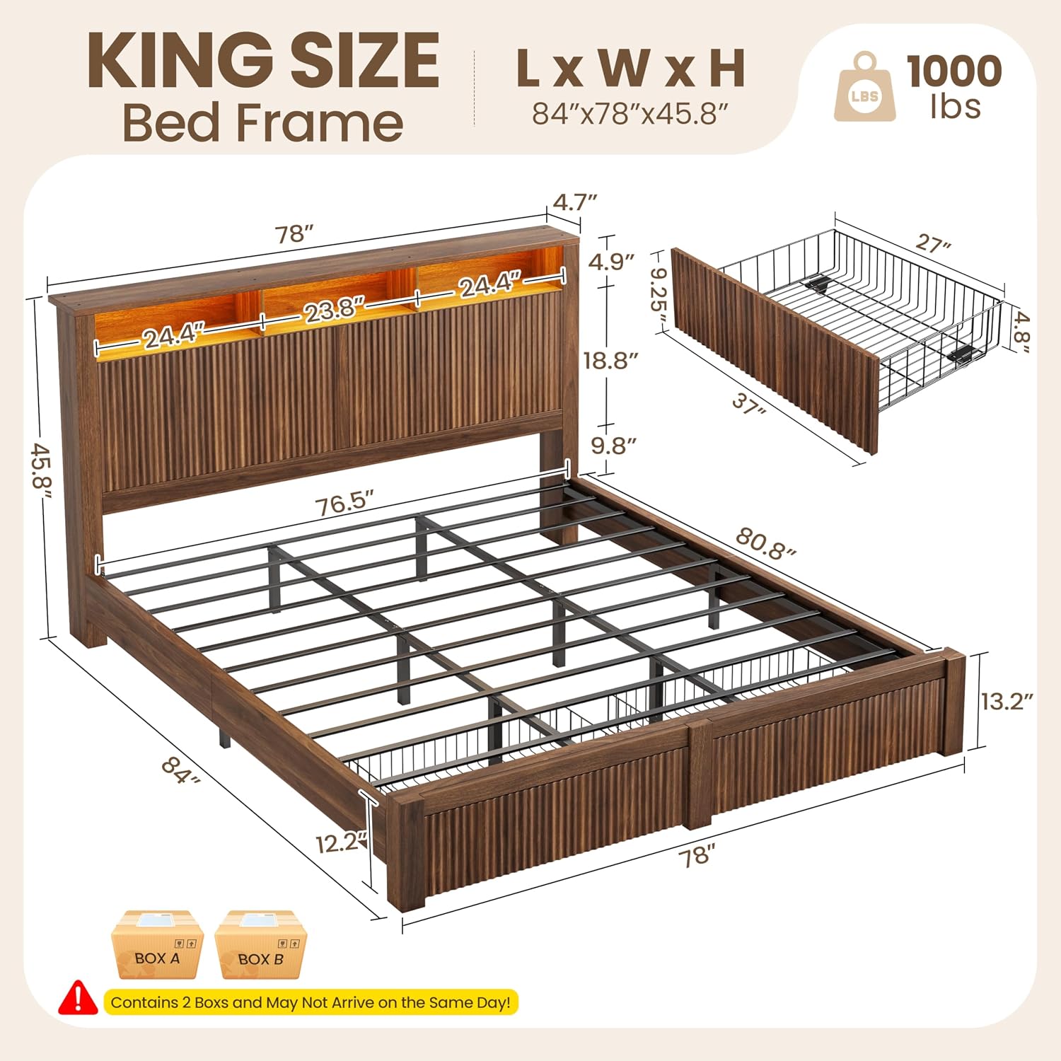 King Size Bed Frame and Headbo - đánh giá và giá King Size Bed Frame With Storage Drawers