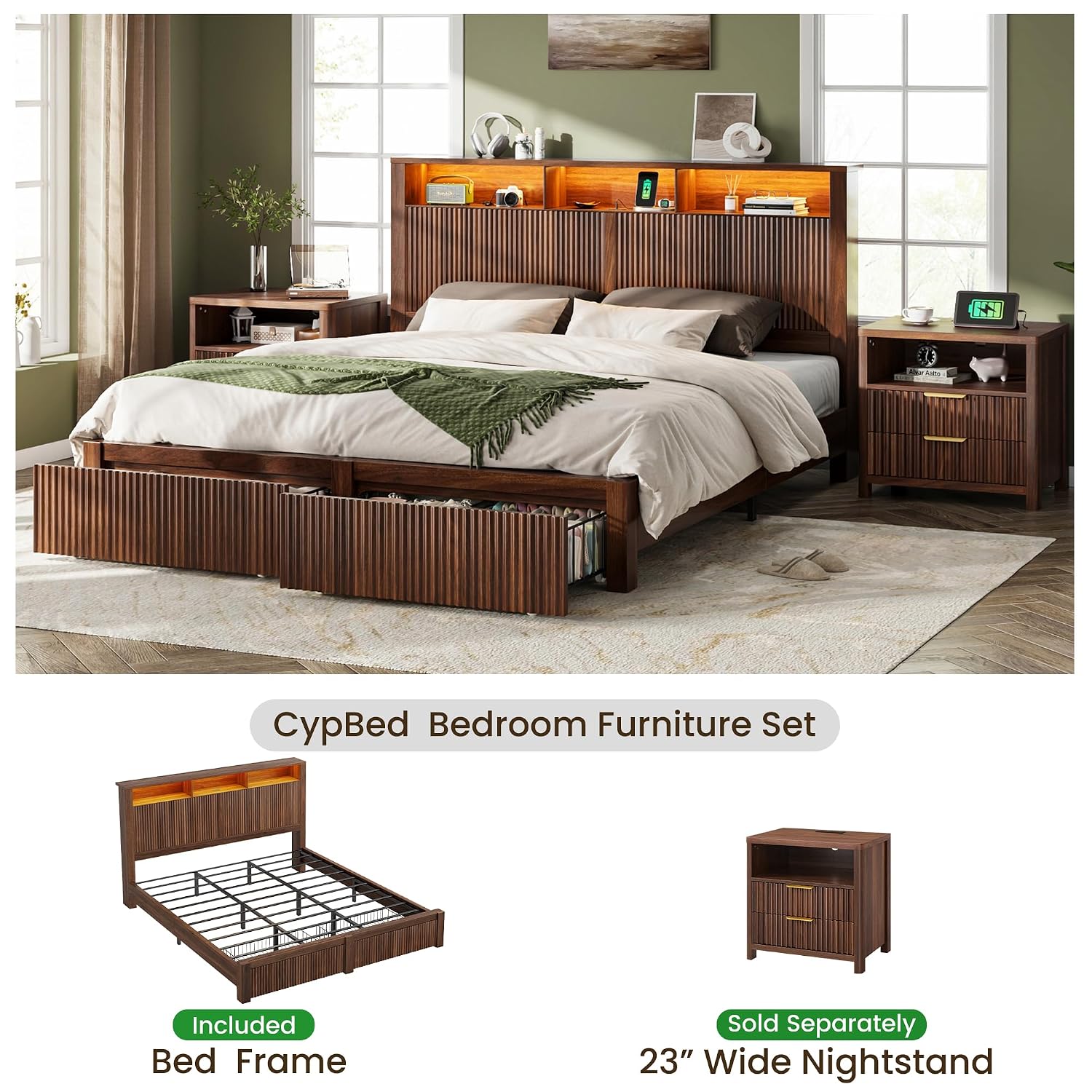 King Size Bed Frame and Headbo - đánh giá và giá King Size Bed Frame With Storage Drawers