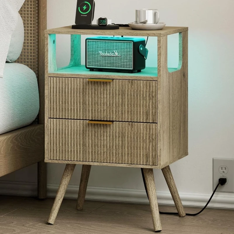 Nightstand Modern 2 Storage Dr - đánh giá và giá Solid Wood Nightstand 2 Drawers