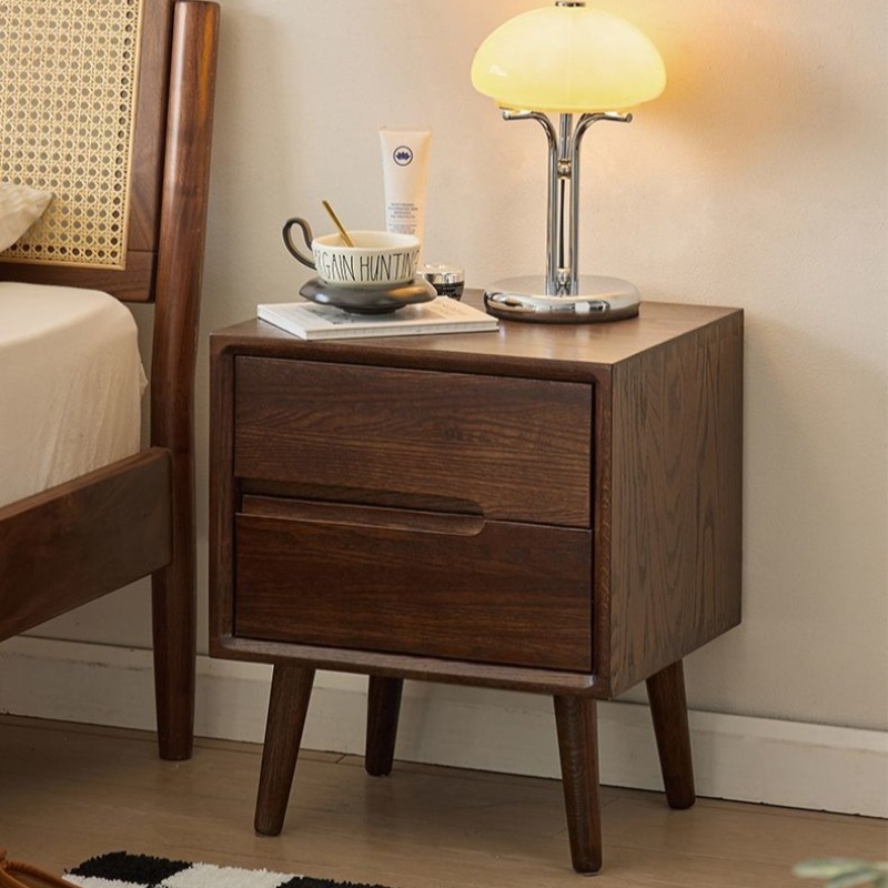 Wooden Bedside Tables Vintage  - đánh giá và giá Solid Wood Nightstand 2 Drawers