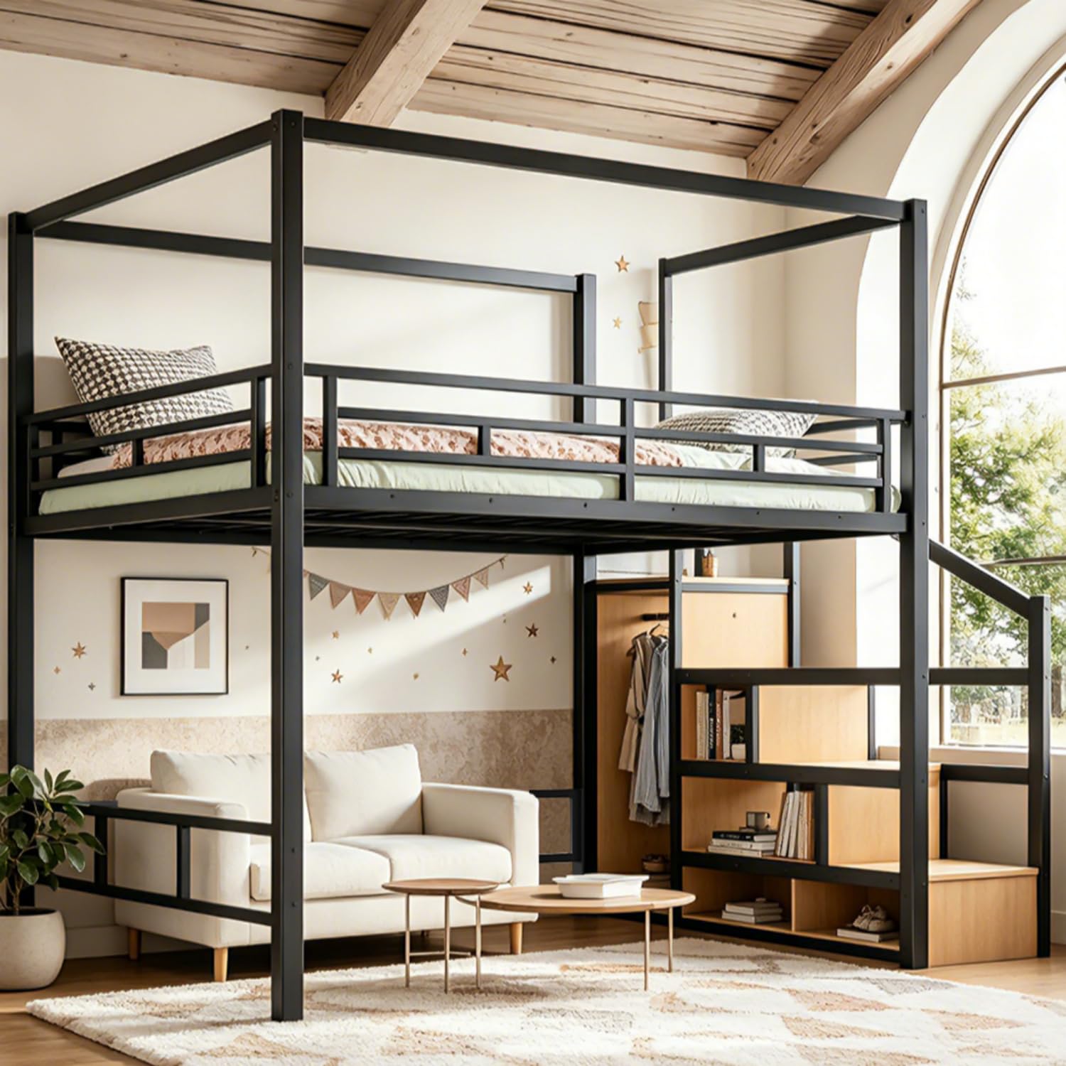 Queen Loft Bed with Storage St - đánh giá và giá Canopy Bed Frame Metal Queen