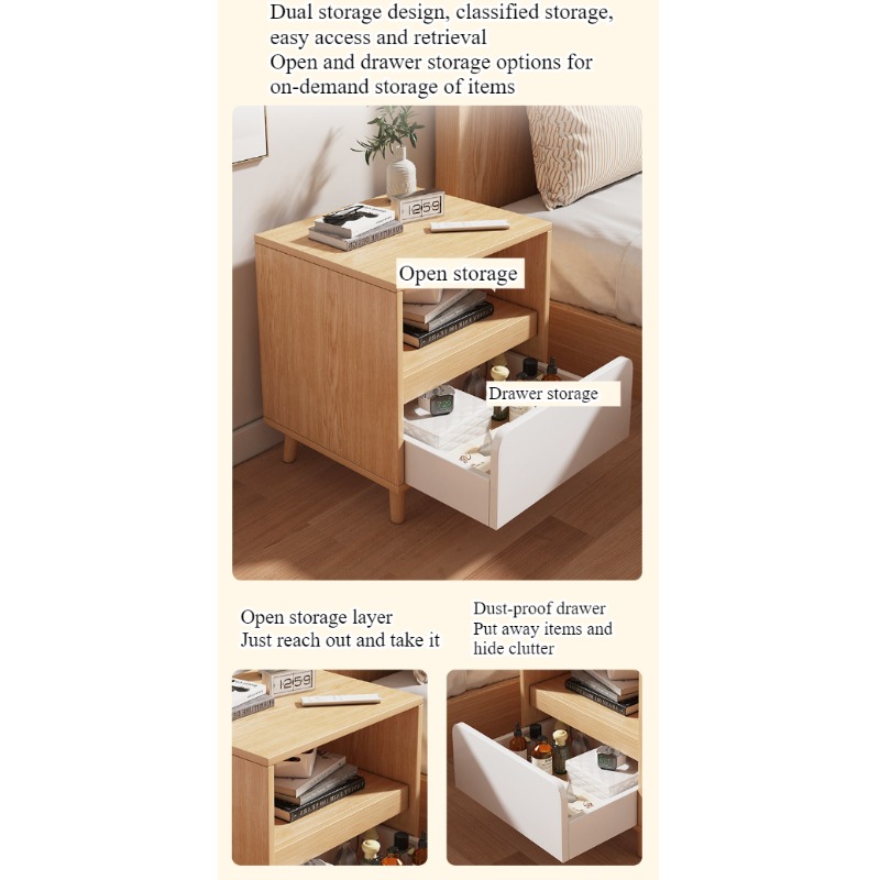 White bedside table Bedroom wi - đánh giá và giá Solid Wood Nightstand 2 Drawers