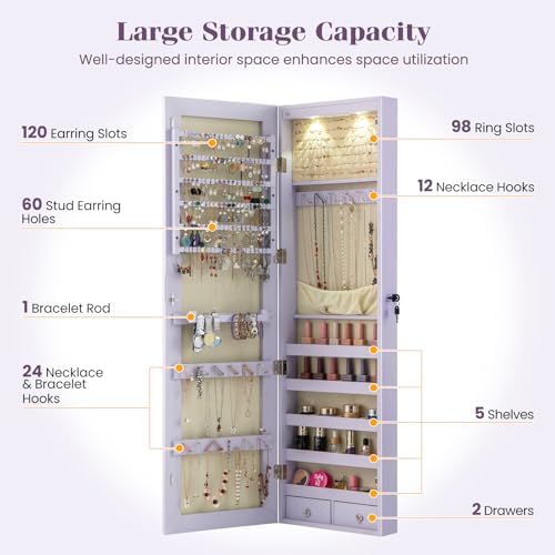 Wall or Door Mounted Jewelry A - đánh giá và giá Full Length Mirror Jewelry Armoire