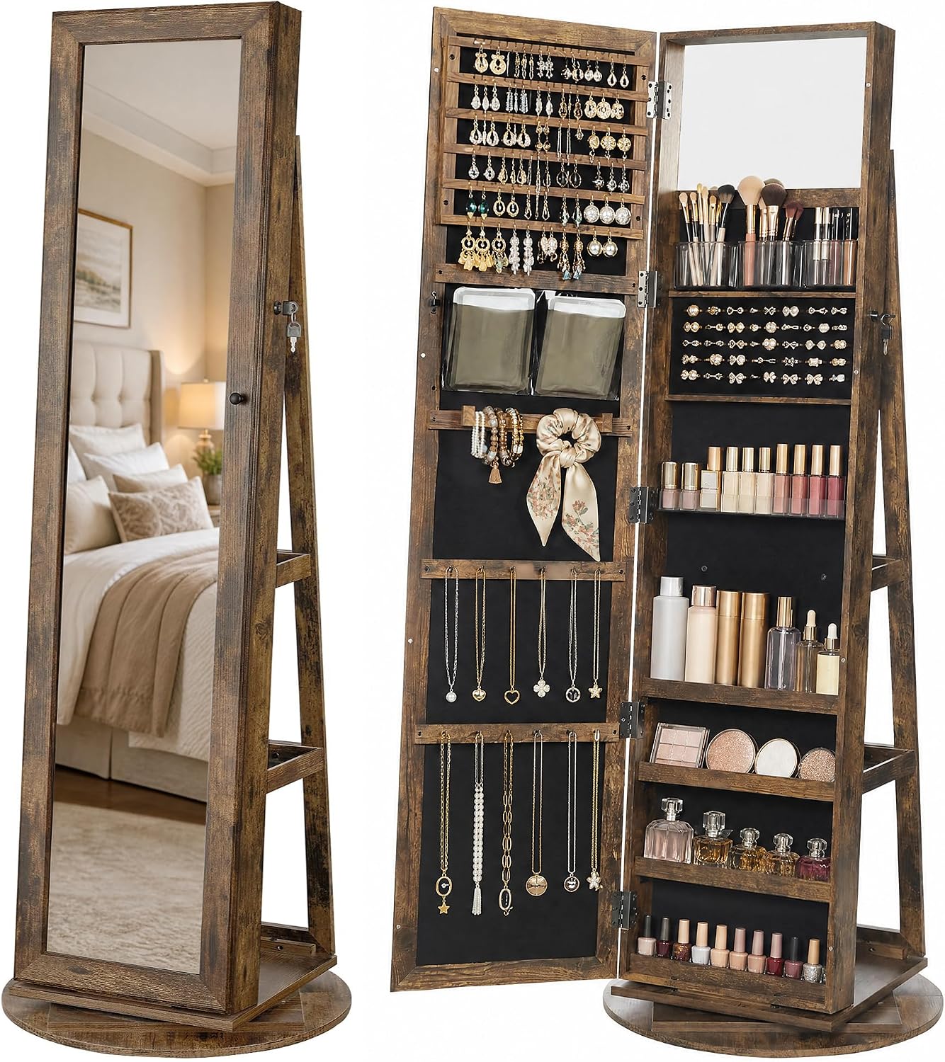 Standing Jewelry Cabinet, Full - đánh giá và giá Full Length Mirror Jewelry Armoire