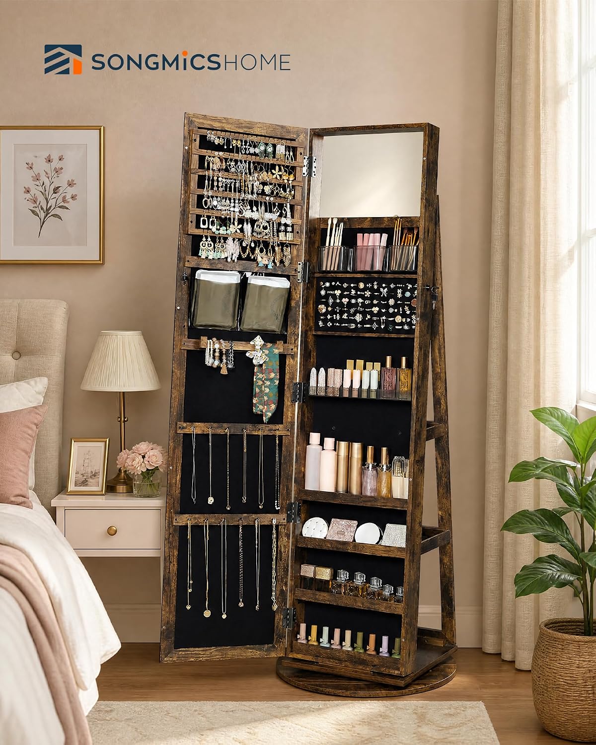 Standing Jewelry Cabinet, Full - đánh giá và giá Full Length Mirror Jewelry Armoire