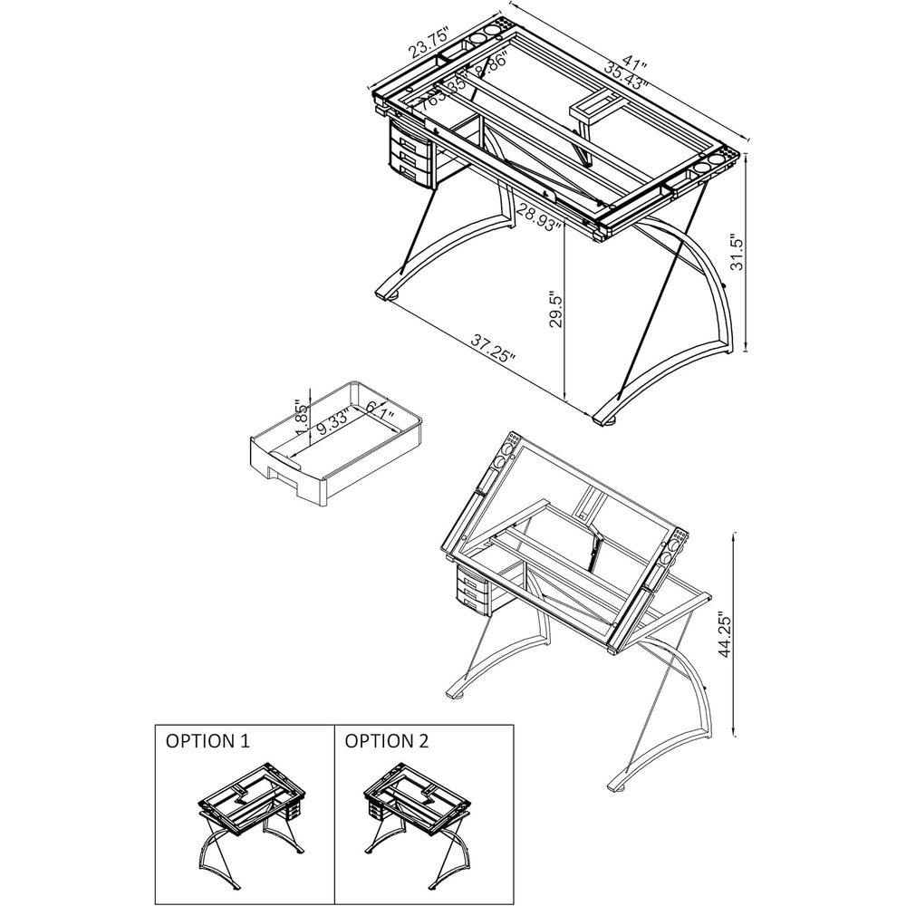 41-Inch Metal and Glass Drafti - đánh giá và giá Tables