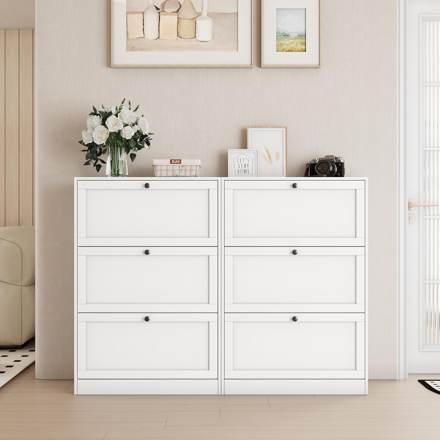 Shoe Storage Cabinet, Three Fl - đánh giá và giá Shoe Rack Cabinet Narrow Entryway
