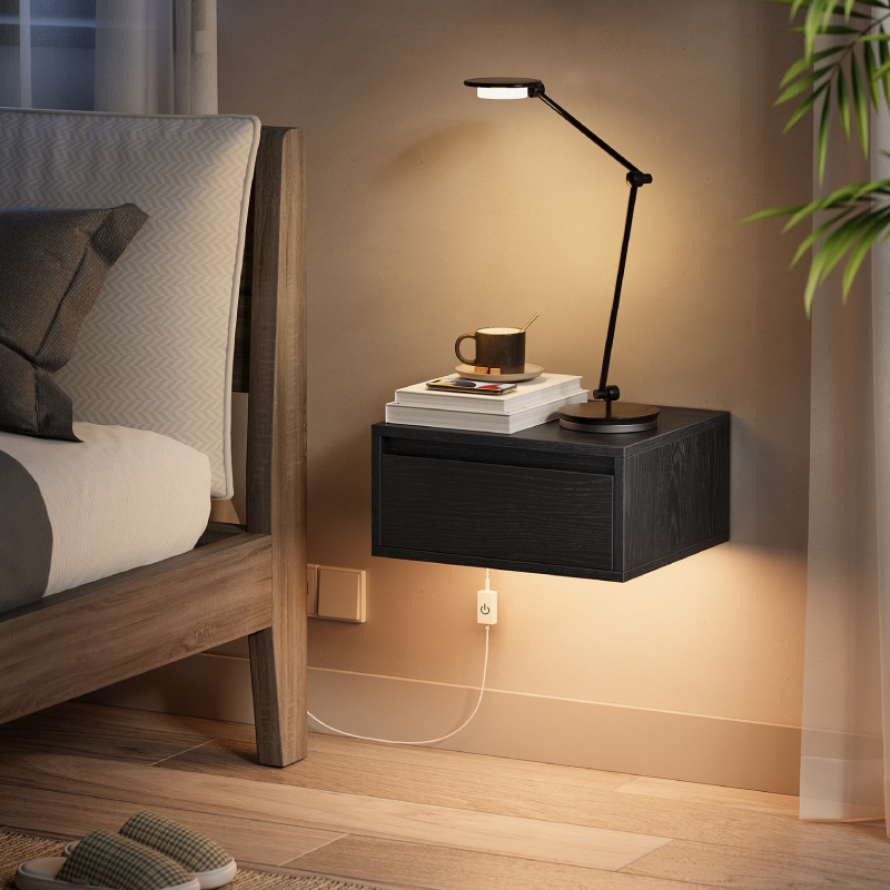 With Drawer LED Light Bedside  - đánh giá và giá Floating Nightstand With Led Light