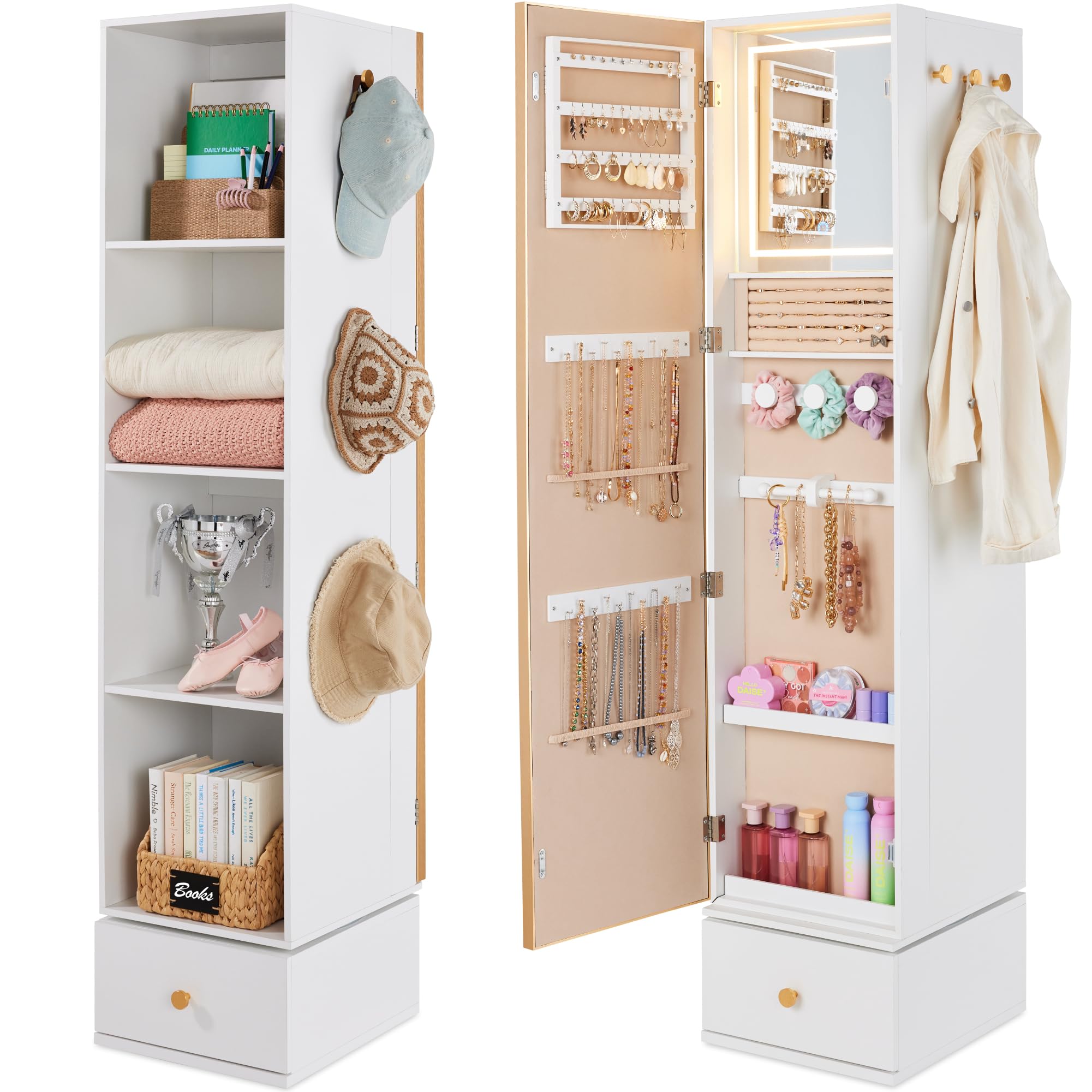 Rotating Mirror w/Storage Cabi - đánh giá và giá Full Length Mirror Jewelry Armoire