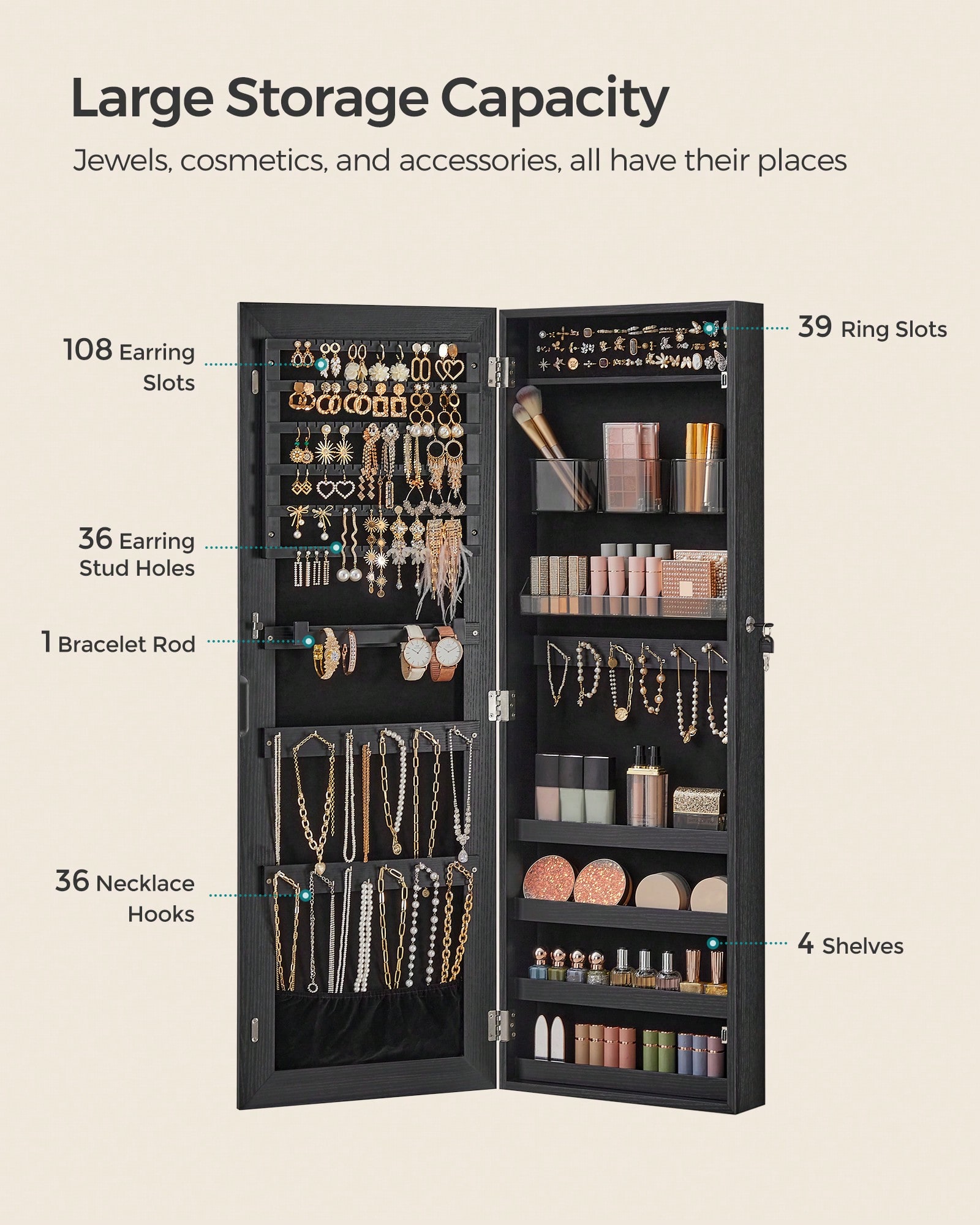 Wall Mounted Jewelry Cabinet w - đánh giá và giá Full Length Mirror Jewelry Armoire