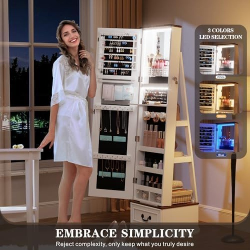 360°Swivel Jewelry Armoire Cab - đánh giá và giá Full Length Mirror Jewelry Armoire