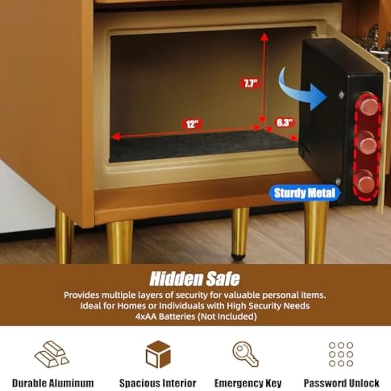 Smart Nightstand With Hidden S - đánh giá và giá Solid Wood Nightstand 2 Drawers