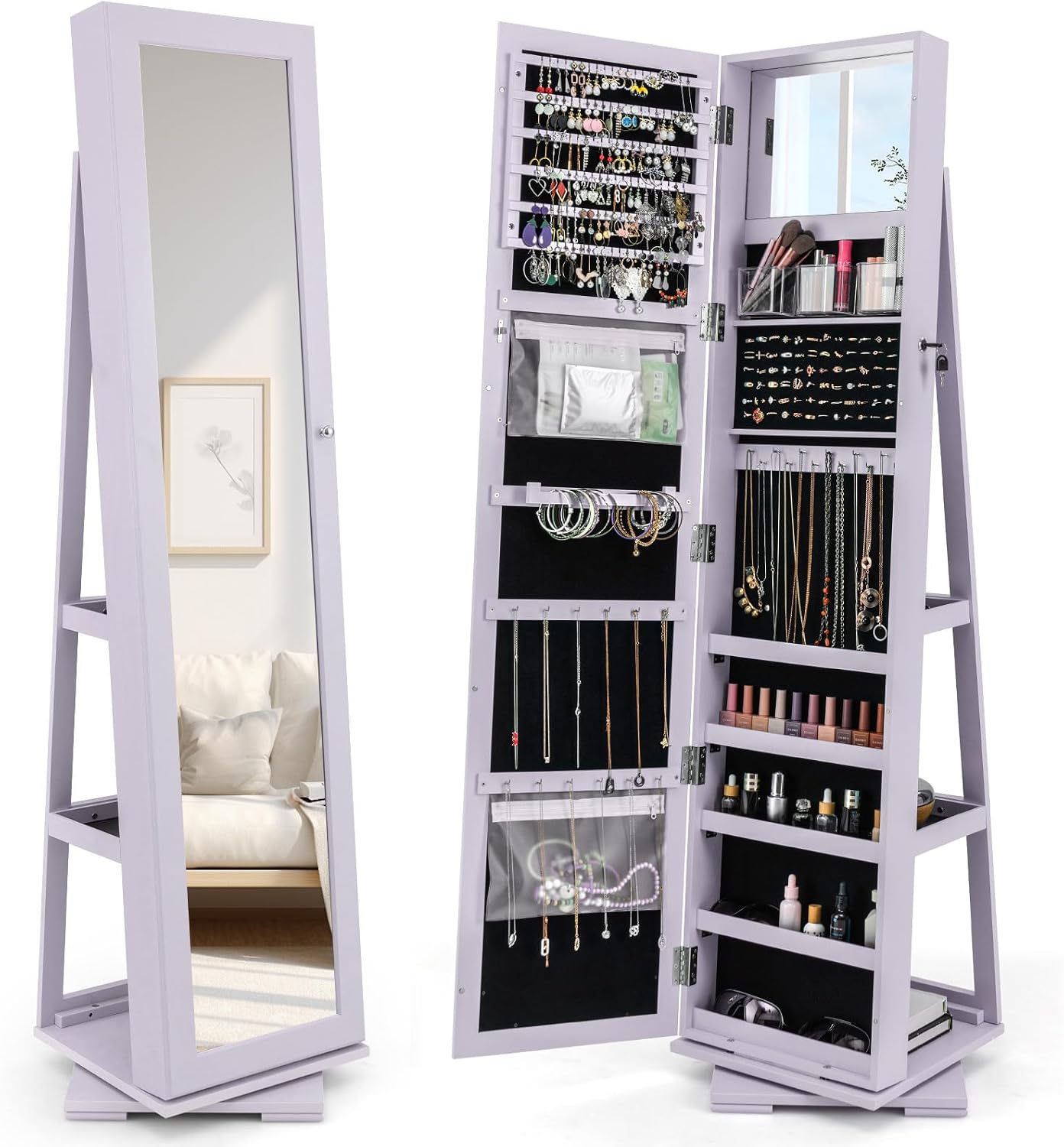 360 Swivel Jewelry Armoire Ful - đánh giá và giá Full Length Mirror Jewelry Armoire
