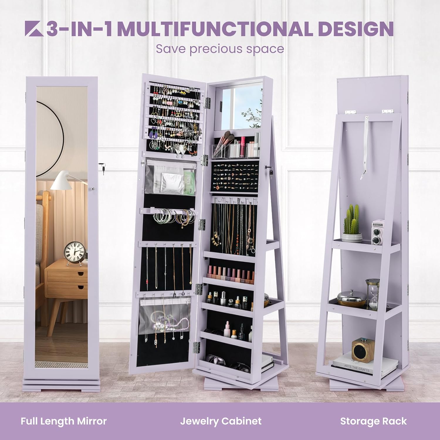 360 Swivel Jewelry Armoire Ful - đánh giá và giá Full Length Mirror Jewelry Armoire