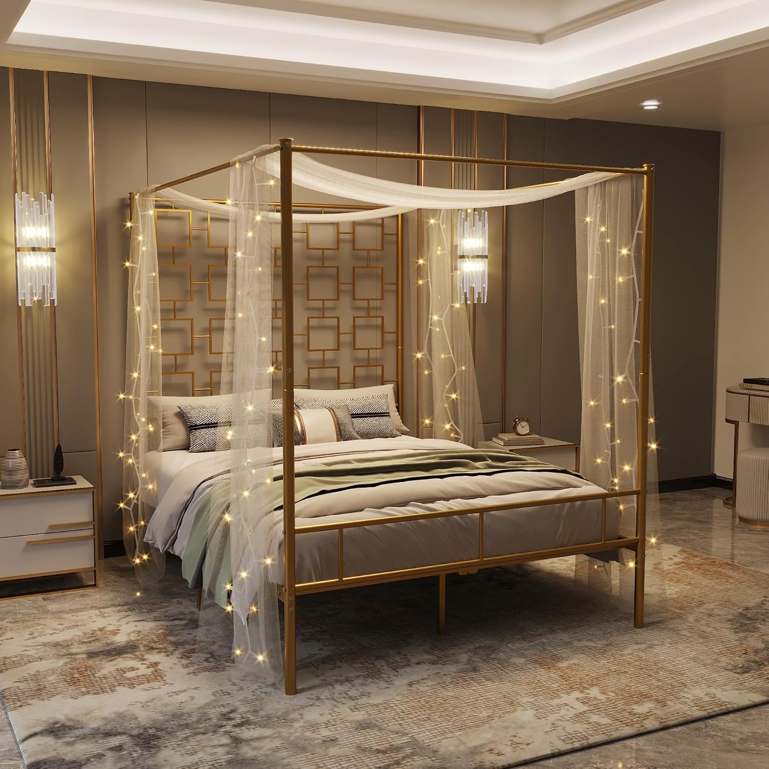 Queen Canopy Bed Frame Metal F - đánh giá và giá Canopy Bed Frame Metal Queen