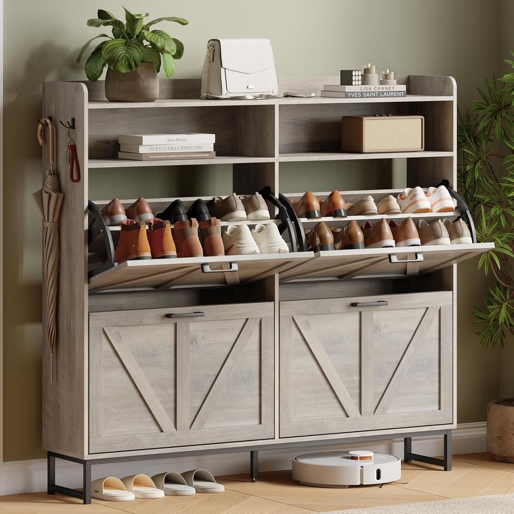 Shoe Storage Cabinet with 4 li - đánh giá và giá Shoe Rack Cabinet Narrow Entryway