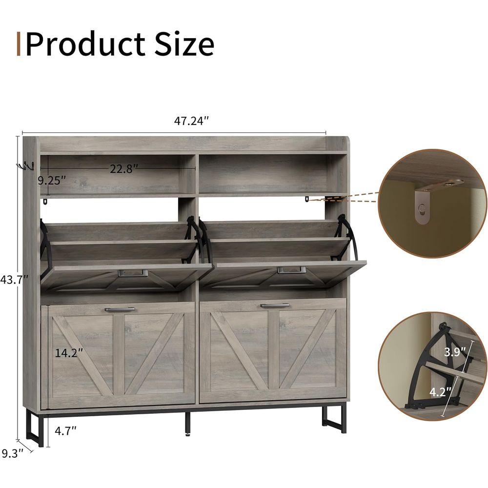 Shoe Storage Cabinet with 4 li - đánh giá và giá Shoe Rack Cabinet Narrow Entryway