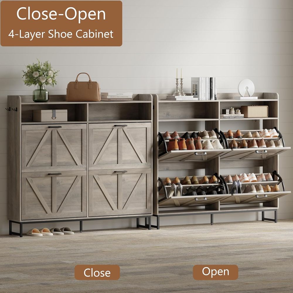 Shoe Storage Cabinet with 4 li - đánh giá và giá Shoe Rack Cabinet Narrow Entryway