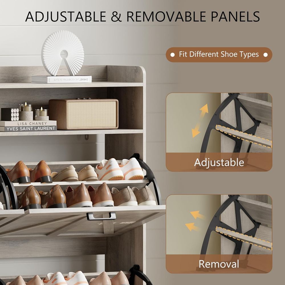 Shoe Storage Cabinet with 4 li - đánh giá và giá Shoe Rack Cabinet Narrow Entryway